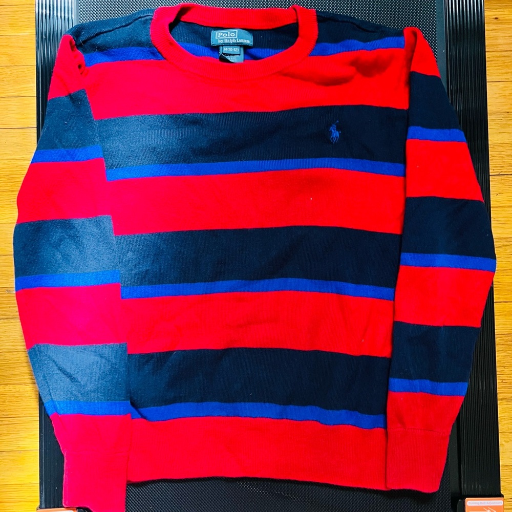 Ralph Lauren Bold Red and Navy Striped Sweater